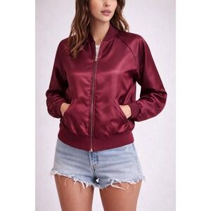 American Apparel Burgundy Satin Bomber Jacket XXS Y2K Indie Sleaze